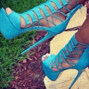 Turquoise Platform Heels